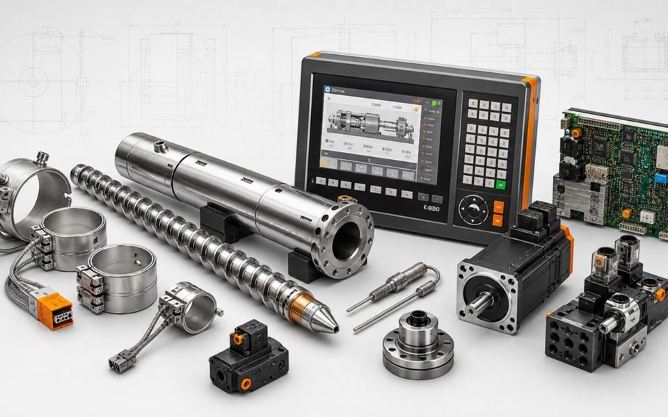Injection molding machine computer, screw and spare parts